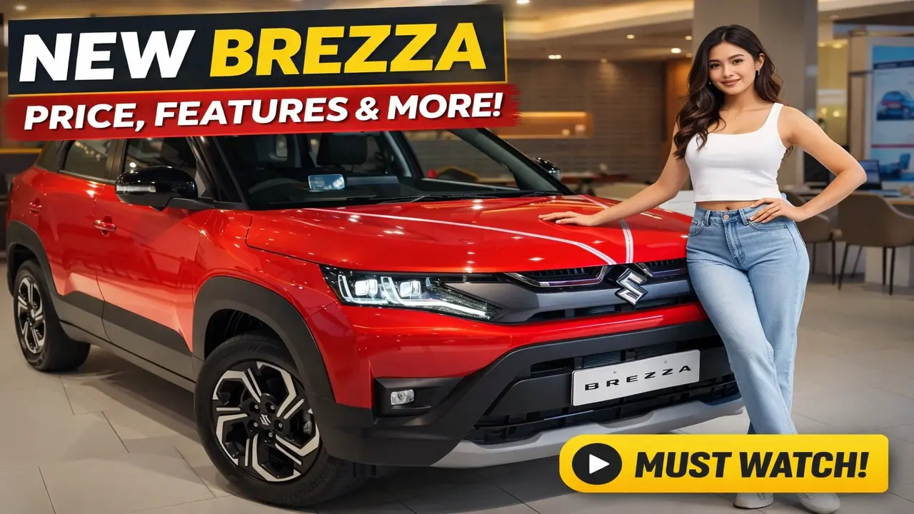 Maruti Brezza 2026 new model front design with LED headlights and dual tone color