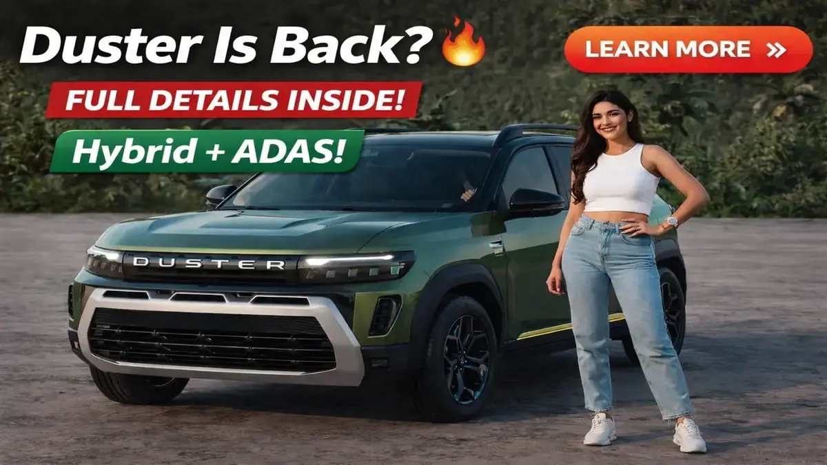 Renault Duster 2026 bold front design with Y-shaped LED DRLs and hybrid badge