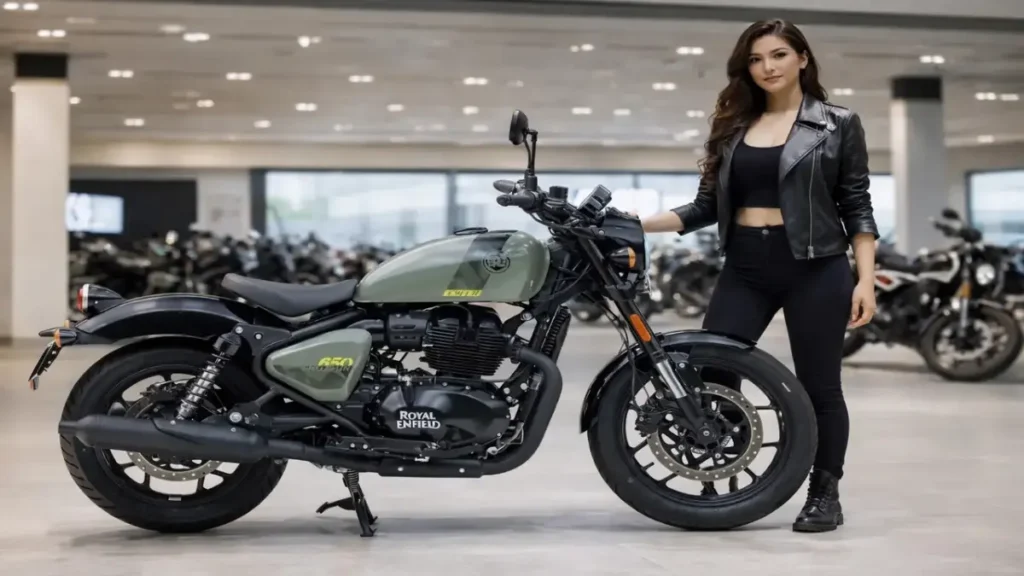 Royal Enfield Shotgun 650 bobber style motorcycle front side view