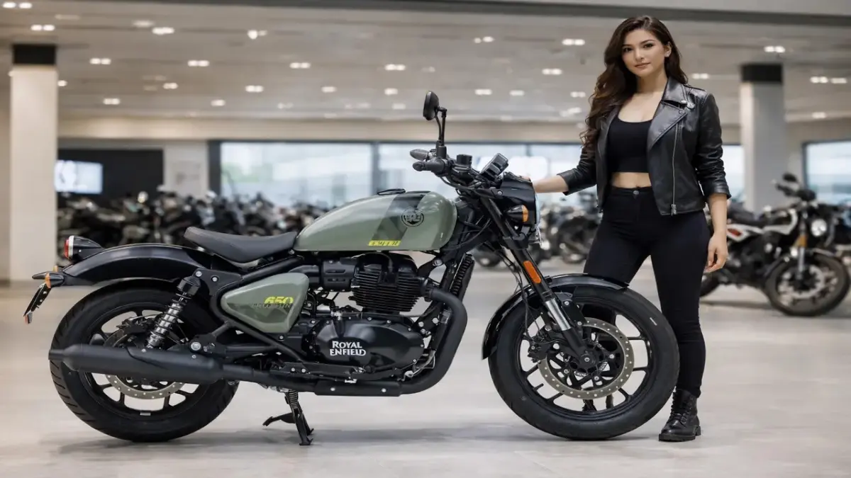 Royal Enfield Shotgun 650 bobber style motorcycle front side view