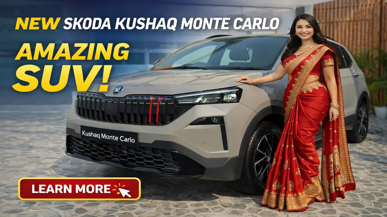 SKODA KUSHAQ 2026 new model front design with LED headlights