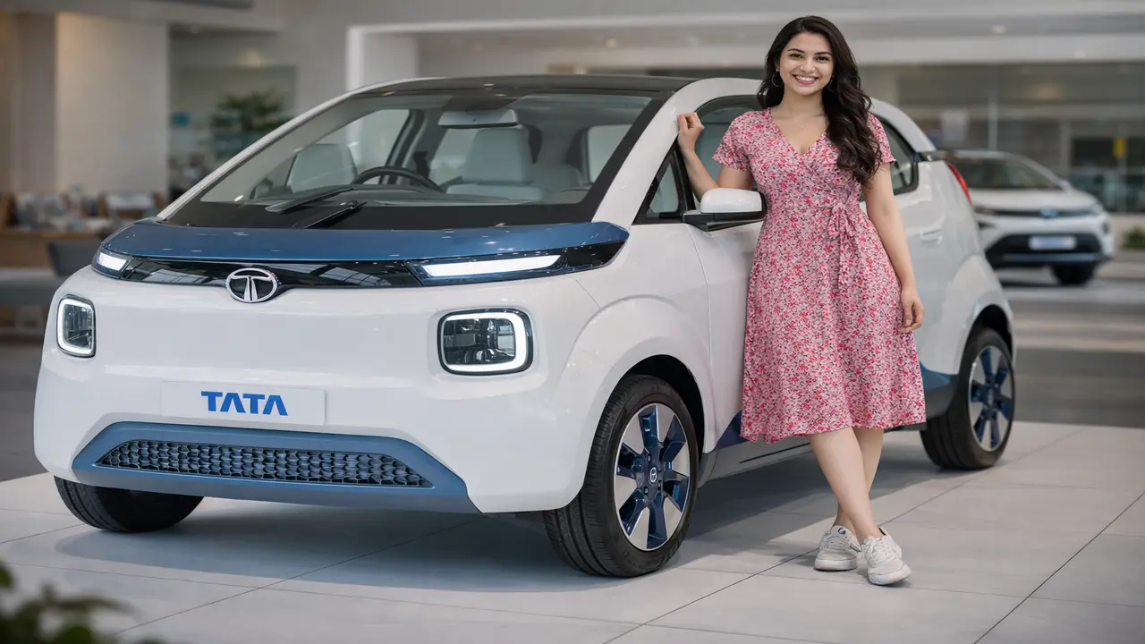 Tata Nano EV 2026 electric car modern design front view