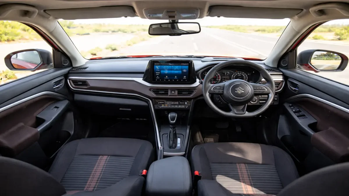 Maruti Suzuki Brezza CNG interior dashboard infotainment and features 2026
