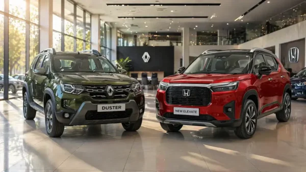 Renault Duster vs Honda Elevate comparison 2026 front view SUV
