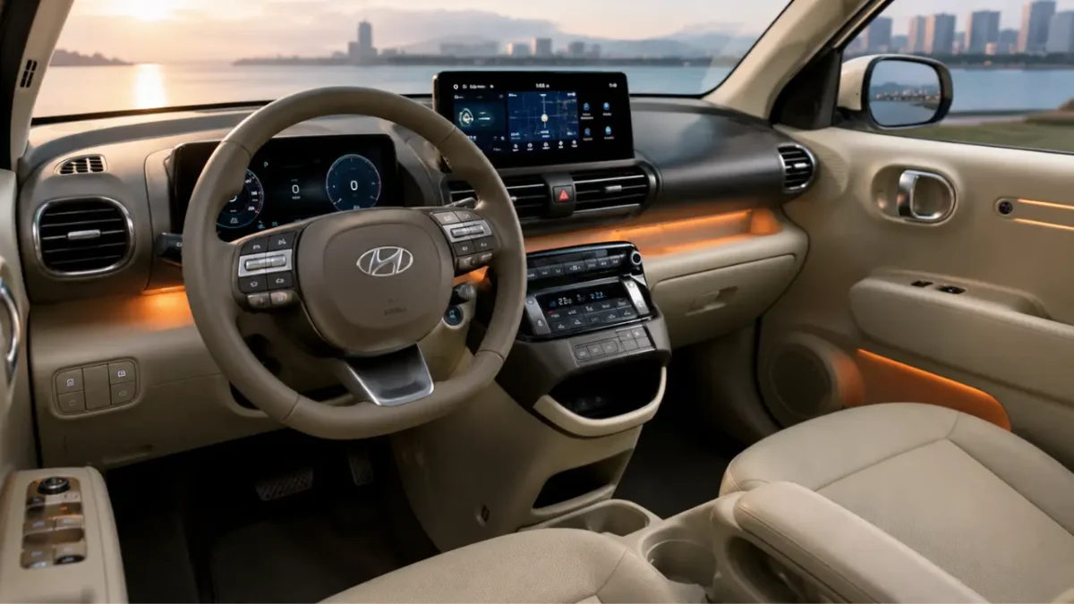 Hyundai Inster 2026 interior dashboard and touchscreen display