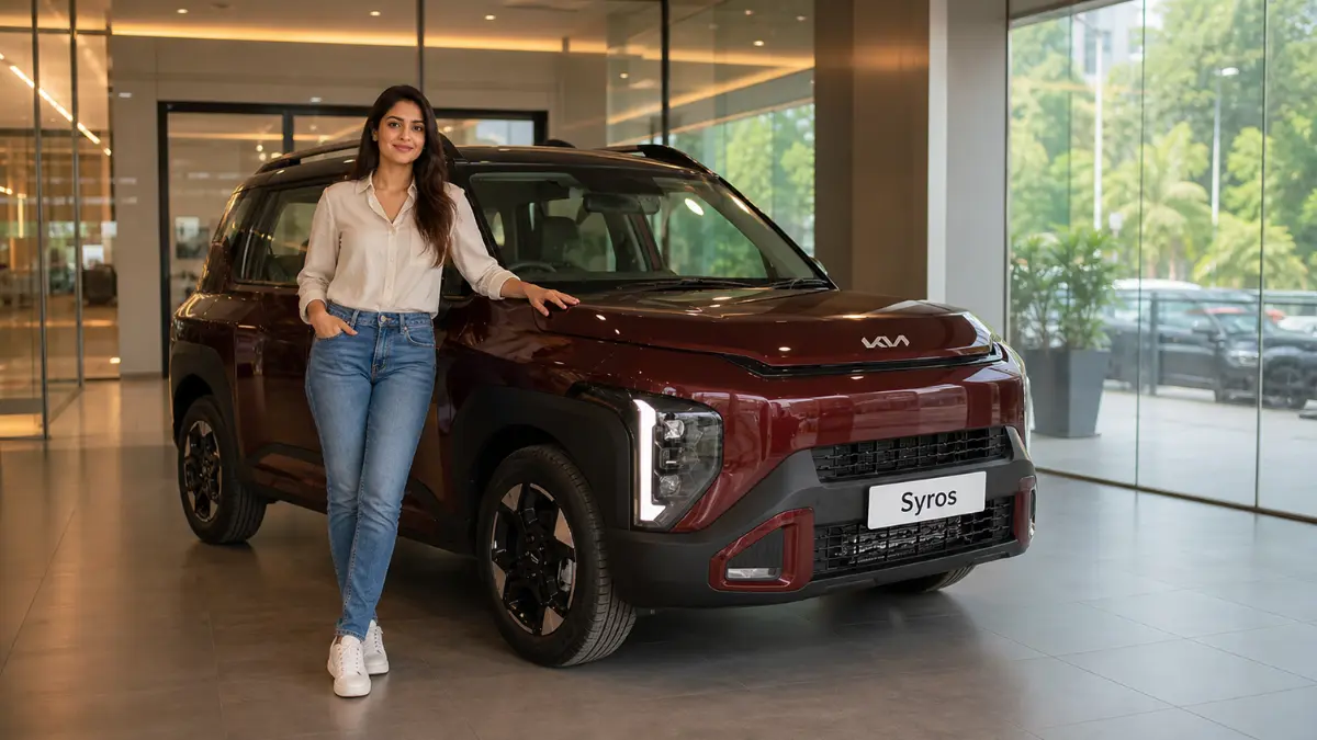 Kia Syros 2026 front side profile with bold SUV design