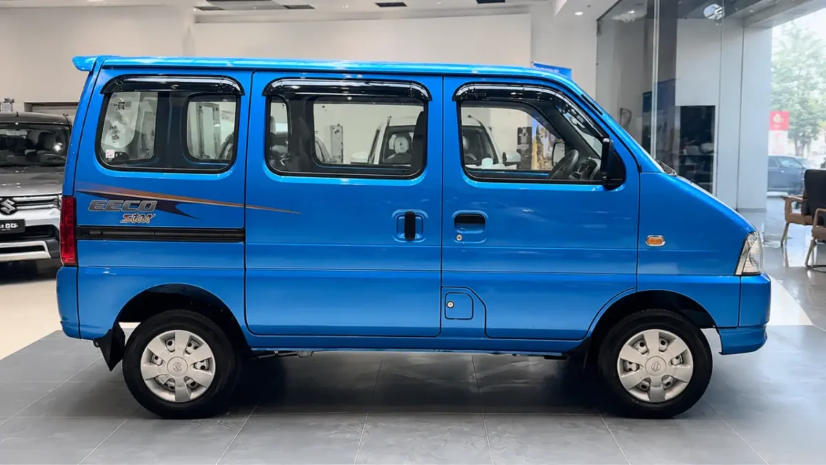 Blue Maruti Eeco Star Edition 2026 side profile with Star graphics