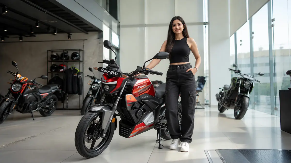 Oben Rorr EVO electric motorcycle front side design