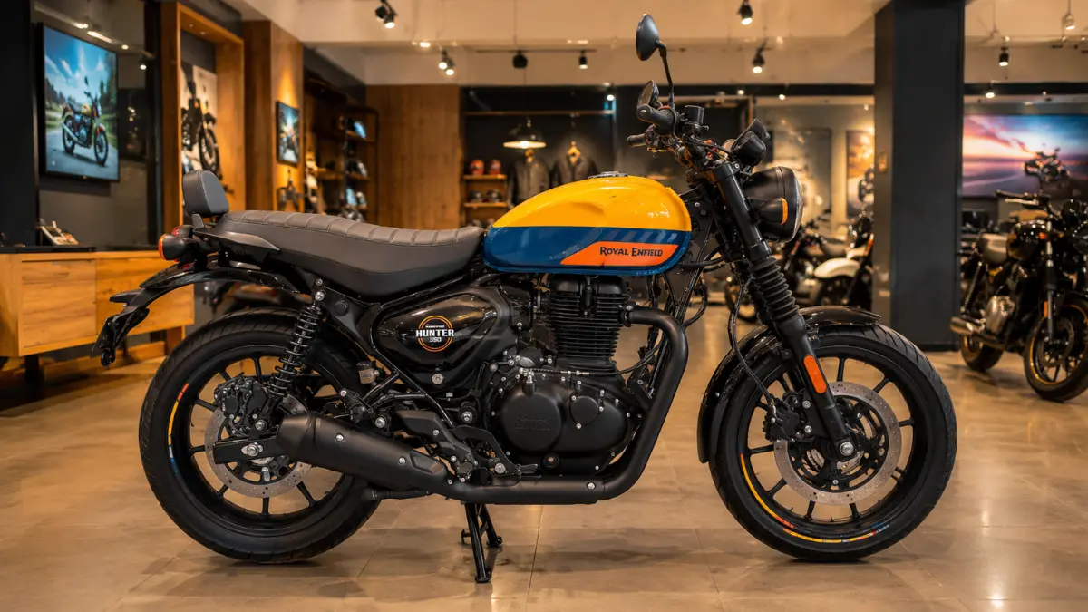 ROYAL ENFIELD HUNTER 350 2026 साइड प्रोफाइल और आरामदायक riding posture