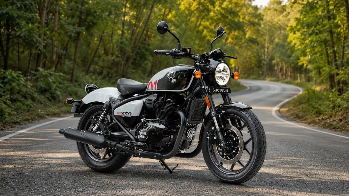 Royal Enfield Shotgun 650 2026 front road presence and muscular design