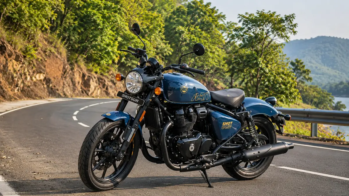 Royal Enfield Shotgun 650 side profile and cruiser styling